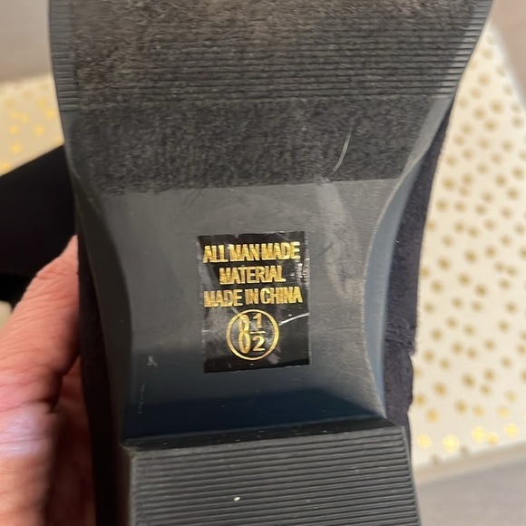 Black Suede Zipper Ankle Boots Sz 8.5 - Picture 6 of 6